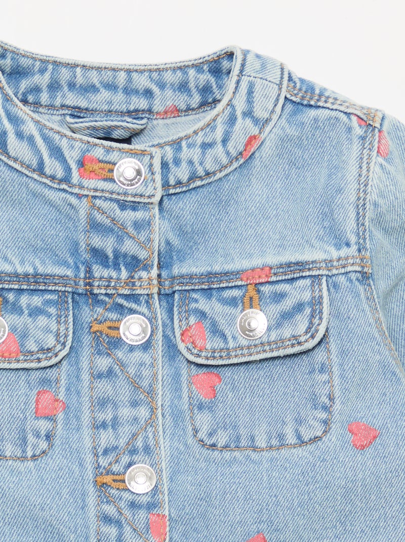 Veste en denim à col rond Bleu - Kiabi