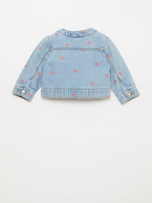 Veste en denim à col rond - Kiabi