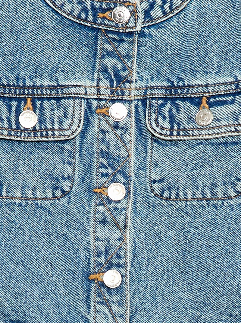 Veste en denim à col rond Bleu - Kiabi