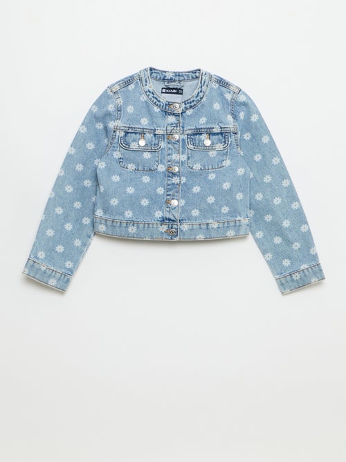 Veste en denim à col rond - Kiabi