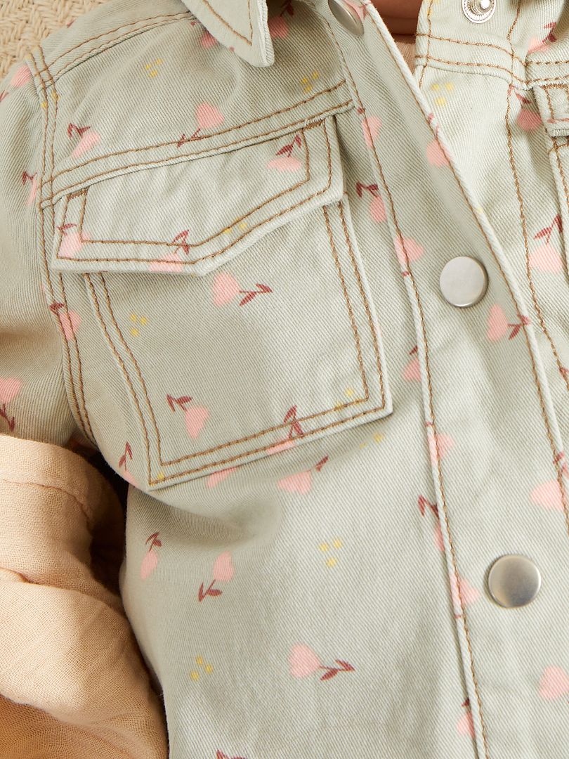 Veste en denim à motif vert - Kiabi