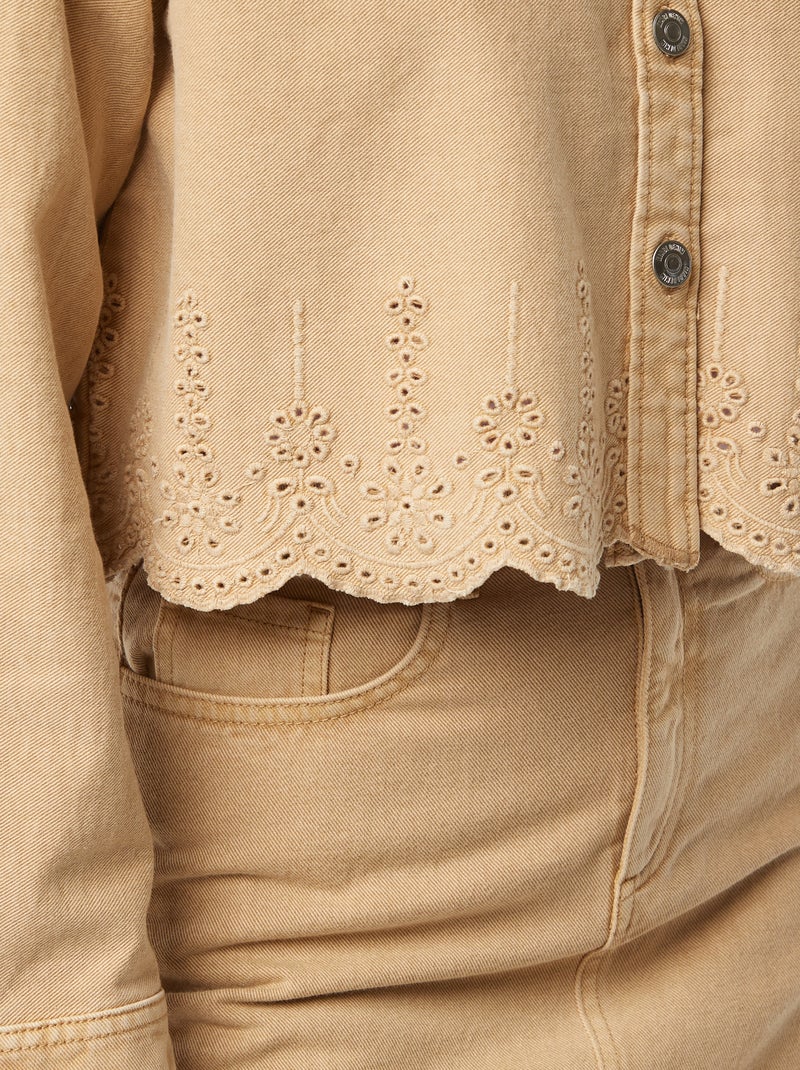 Veste en denim avec broderies MARRON - Kiabi