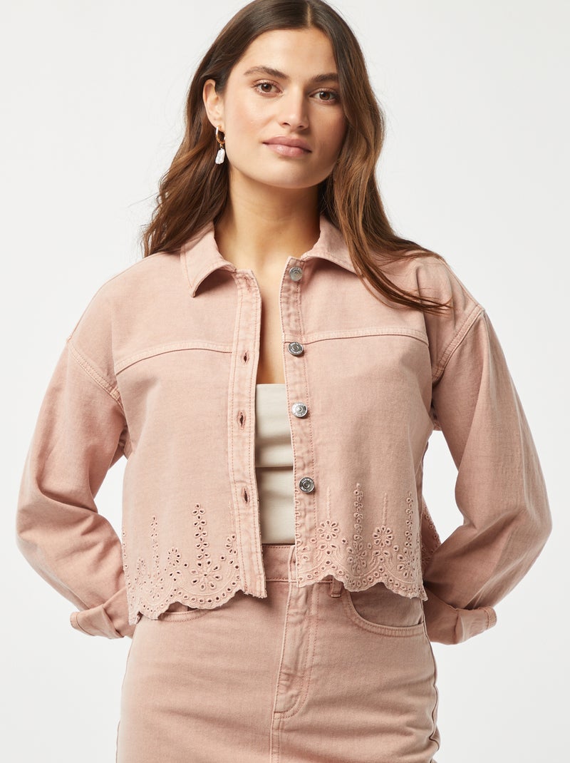 Veste en denim avec broderies ROSE - Kiabi