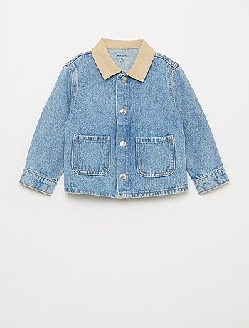 Veste en denim avec col à pointes libres contrastant