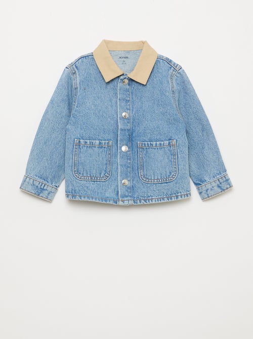 Veste en denim avec col à pointes libres contrastant - Kiabi