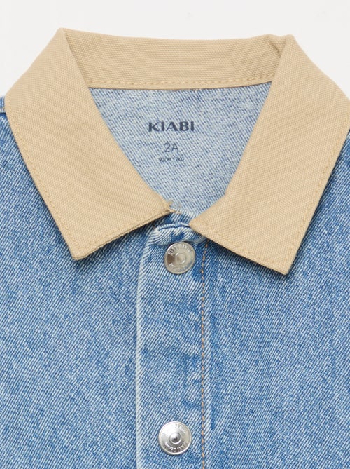 Veste en denim avec col à pointes libres contrastant - Kiabi