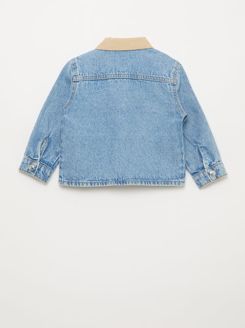 Veste en denim avec col à pointes libres contrastant - Kiabi