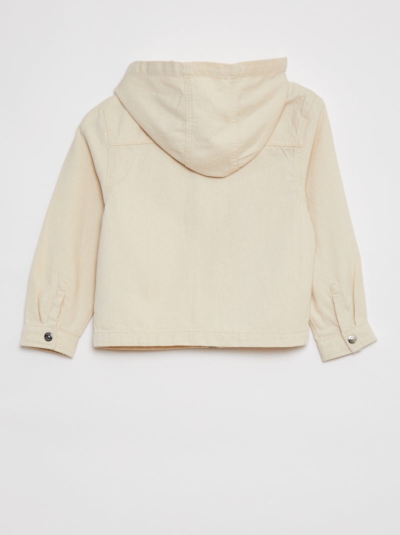 Veste en denim avec col capuche BLANC - Kiabi