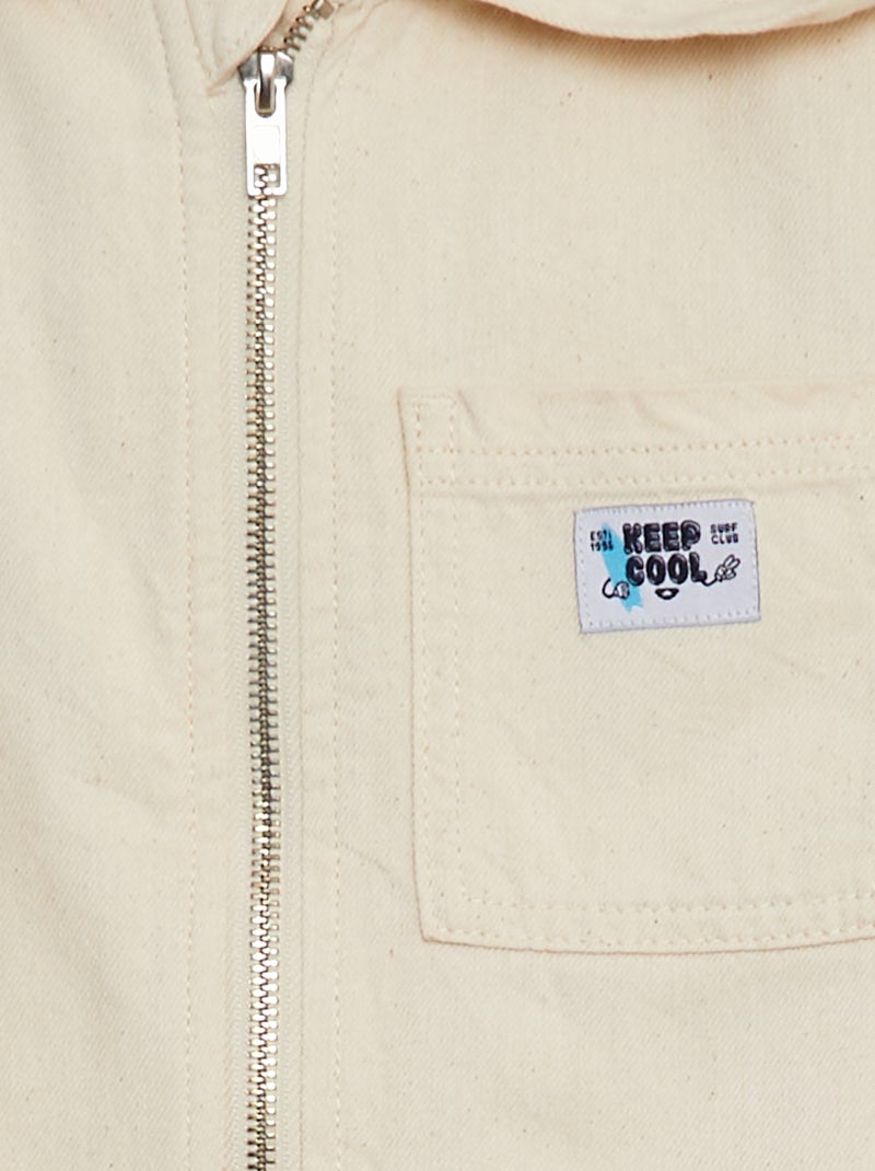 Veste en denim avec col capuche BLANC - Kiabi