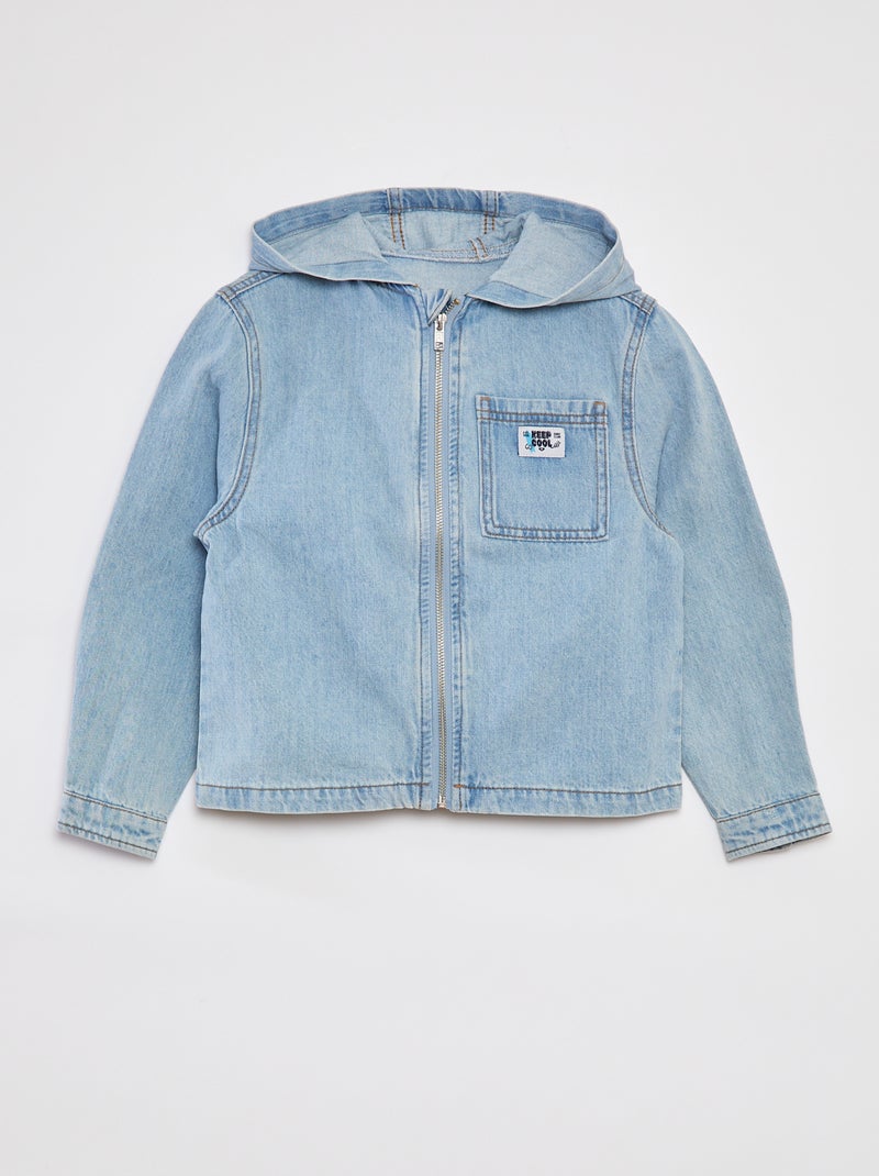 Veste en denim avec col capuche BLEU - Kiabi