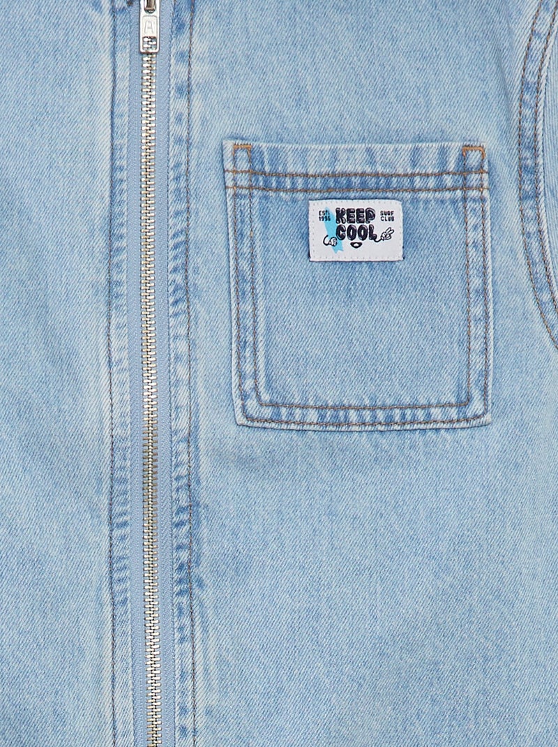 Veste en denim avec col capuche BLEU - Kiabi