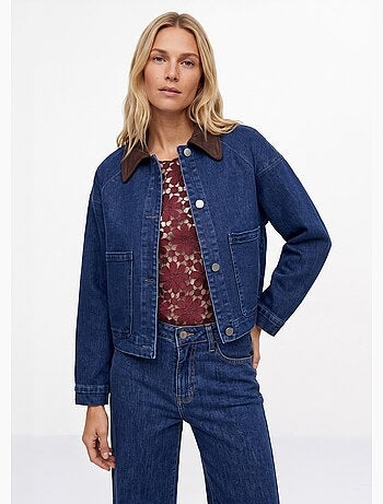 Veste en denim avec col en velours - afibel