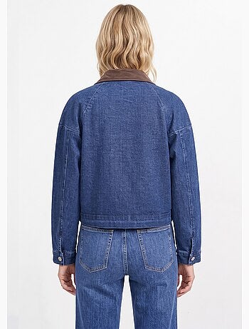 Veste en denim avec col en velours - afibel