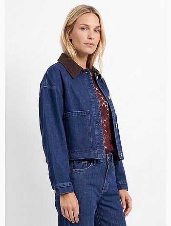 Veste en denim avec col en velours - afibel
