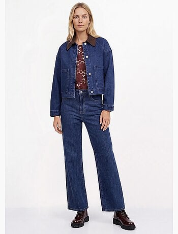 Veste en denim avec col en velours - afibel
