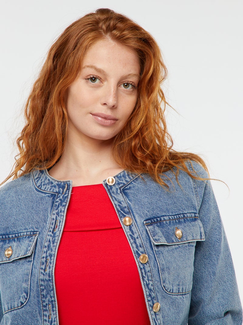 Veste en denim avec poches BLEU - Kiabi