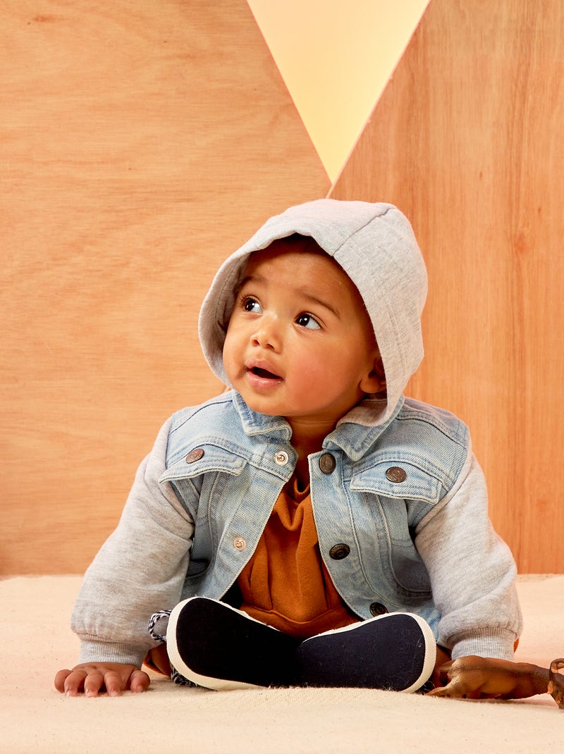 Veste en denim bi-matière BLEU - Kiabi