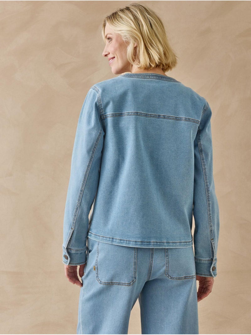 Veste en denim col rond - DAXON Bleu jean - Kiabi