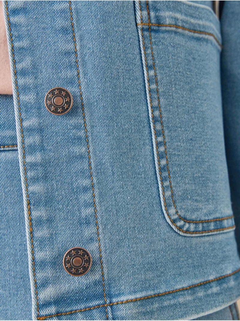 Veste en denim col rond - DAXON Bleu jean - Kiabi