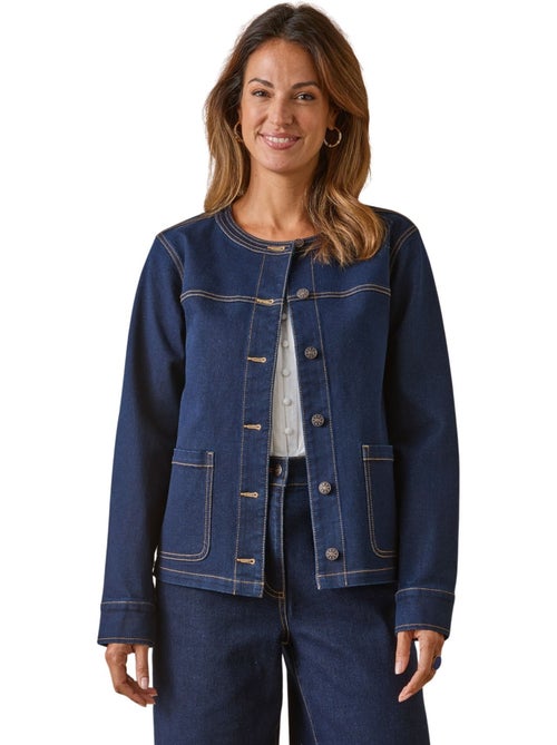 Veste en denim col rond - Kiabi Veste en denim col rond - Kiabi