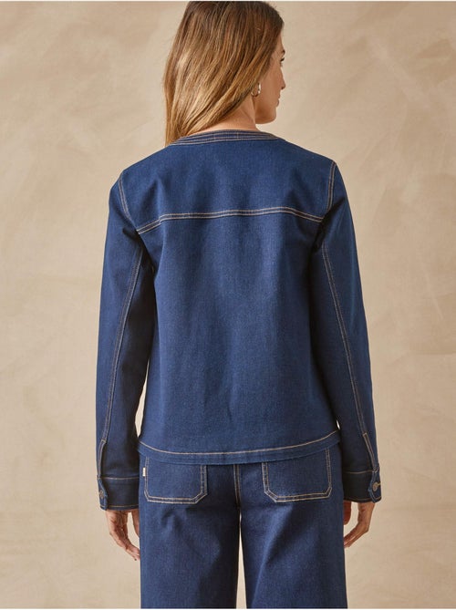 Veste en denim col rond - Kiabi Veste en denim col rond - Kiabi