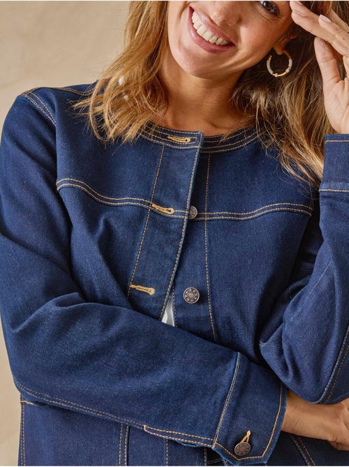 Veste en denim col rond - Kiabi Veste en denim col rond - Kiabi