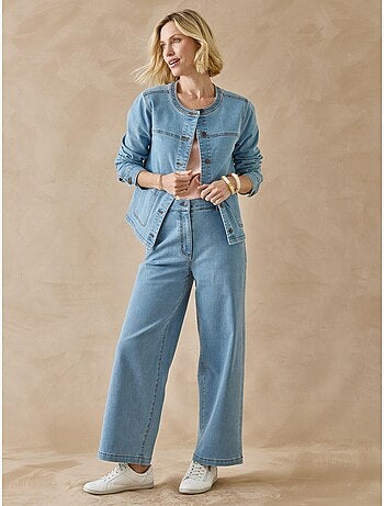 Veste en denim col rond