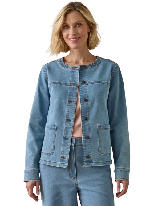 Veste en denim col rond - Kiabi Veste en denim col rond - Kiabi