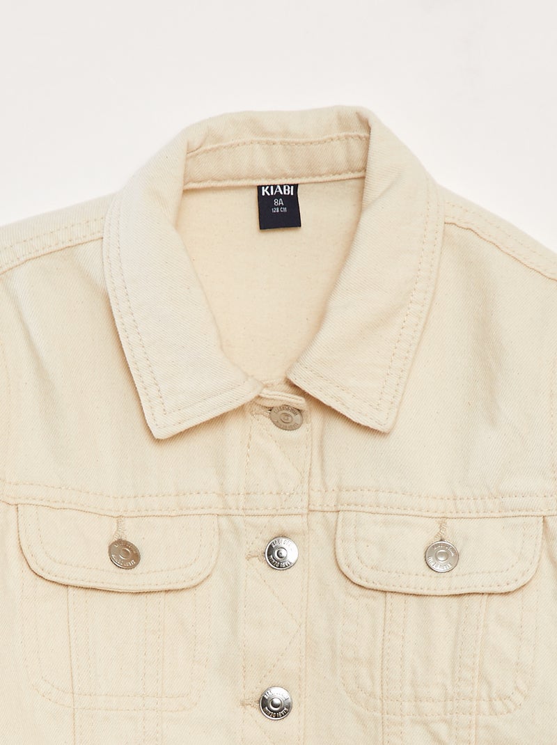 Veste en denim cropped BLANC - Kiabi