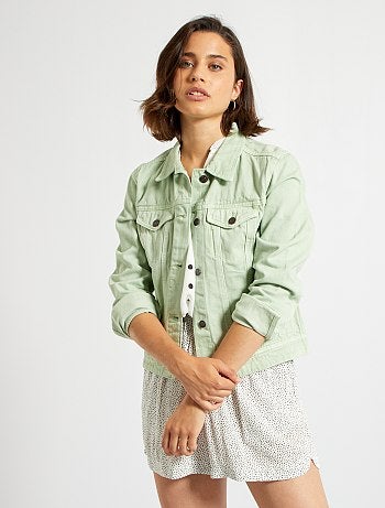 Veste En Jean Vetements Femme Vert Kiabi