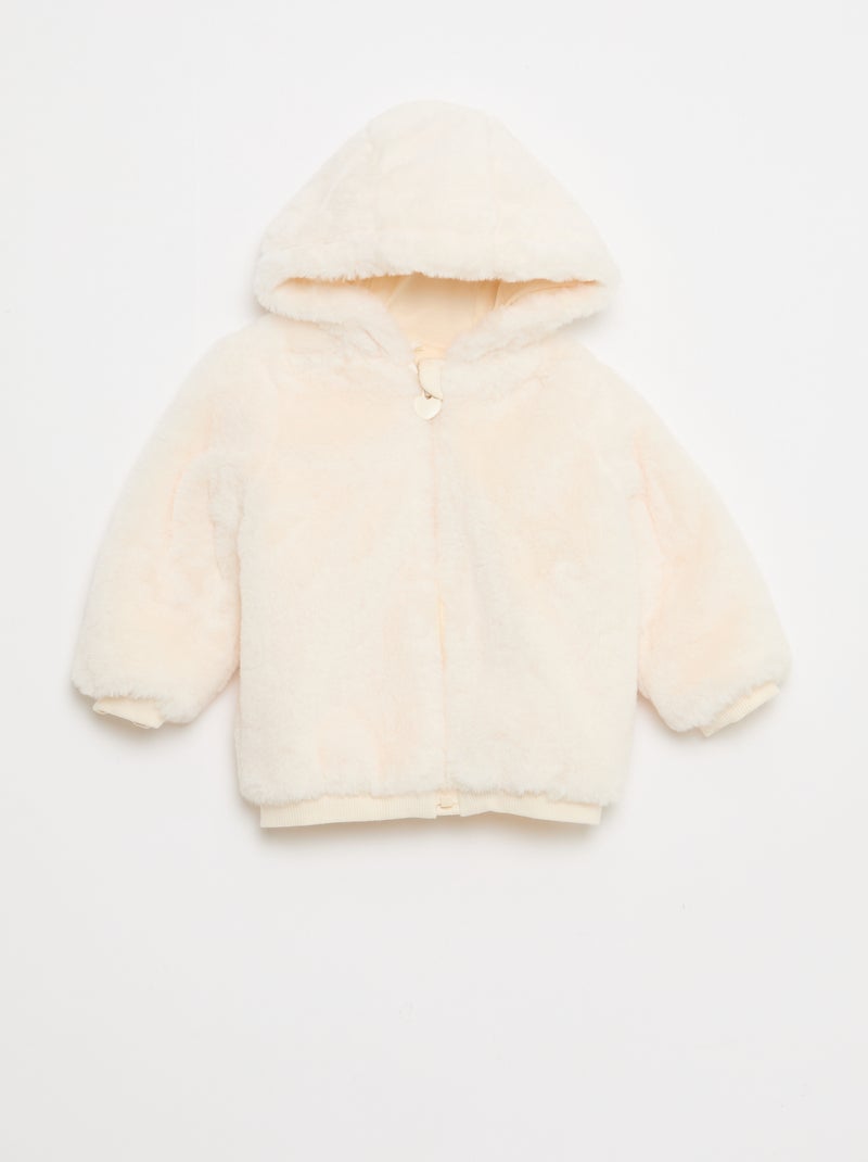 Veste en fausse fourrure à capuche Blanc - Kiabi