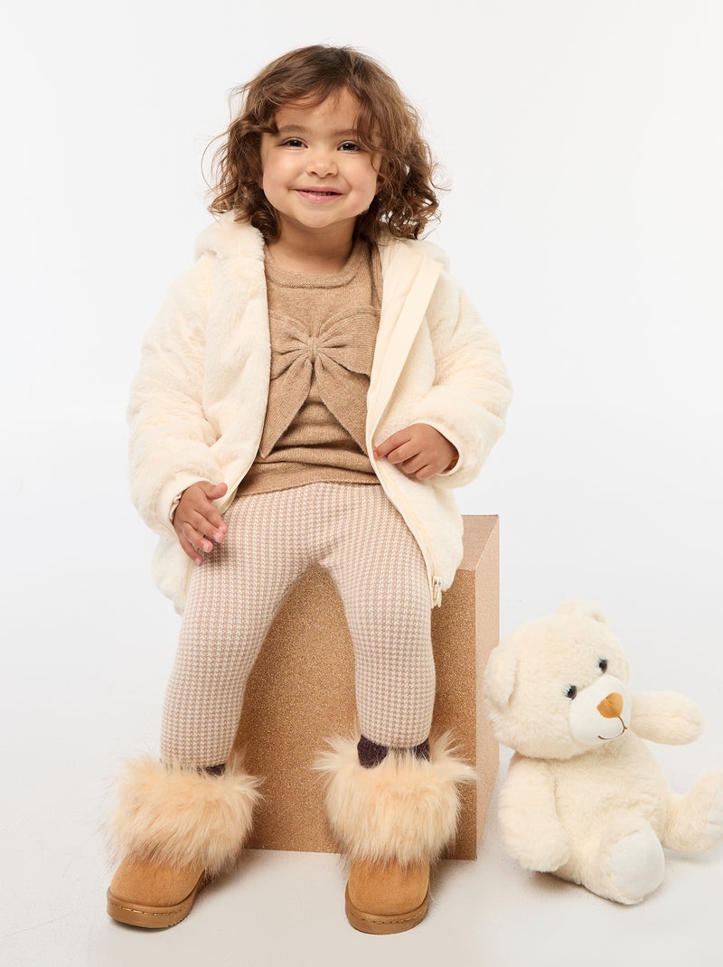 Veste en fausse fourrure à capuche Blanc - Kiabi