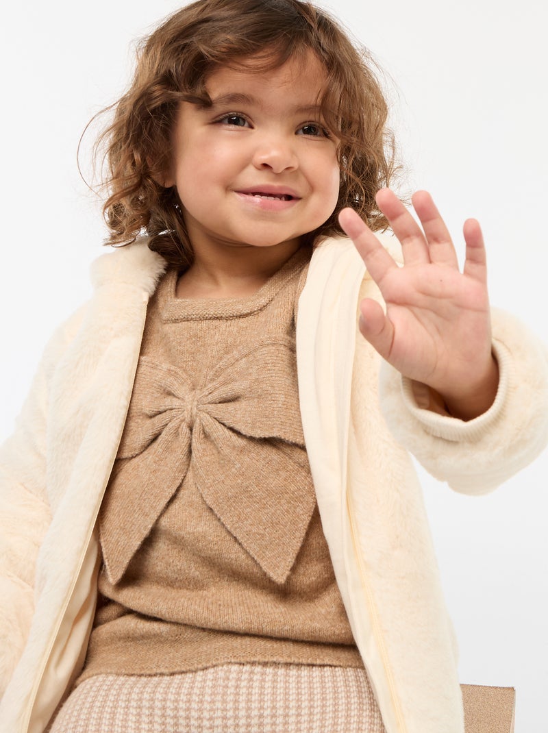 Veste en fausse fourrure à capuche Blanc - Kiabi