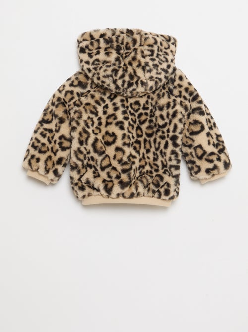 Veste en fausse fourrure à capuche - Kiabi