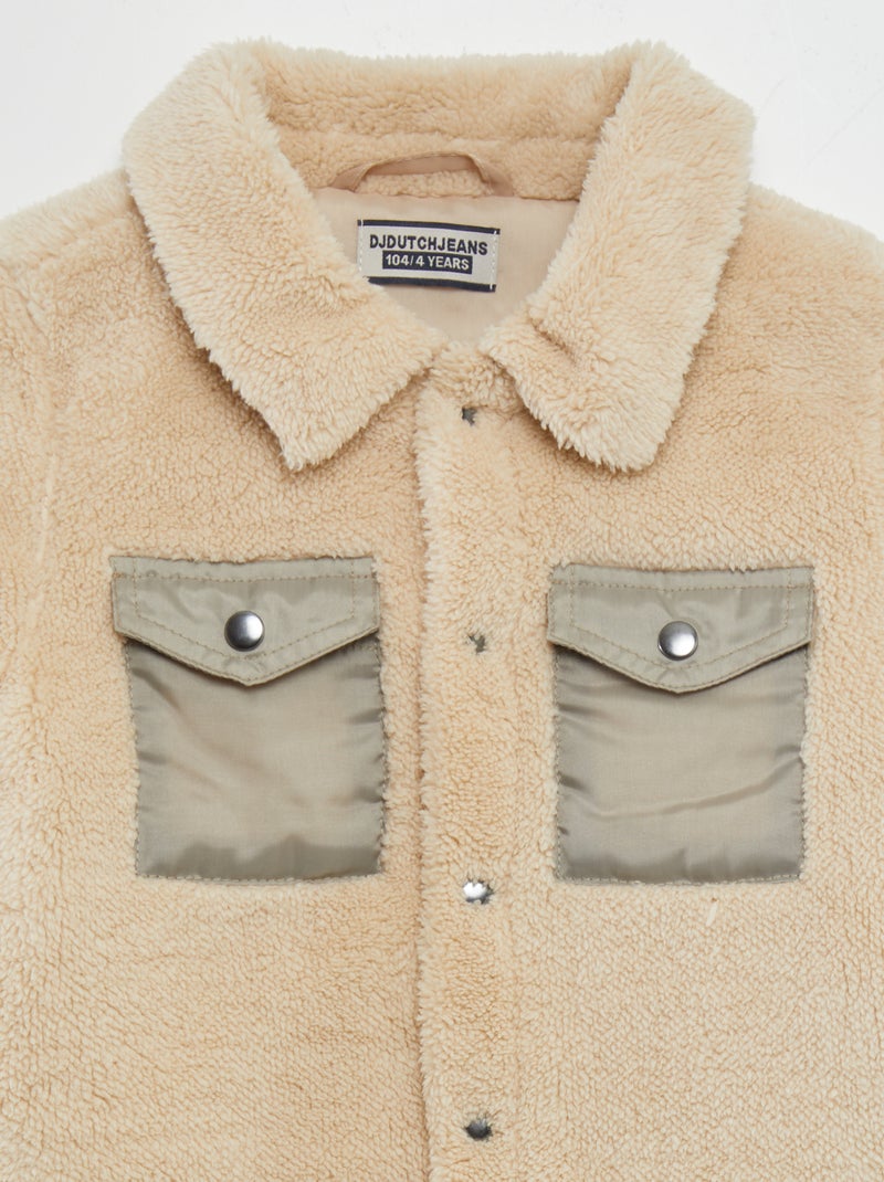 Veste en fausse fourrure Beige - Kiabi