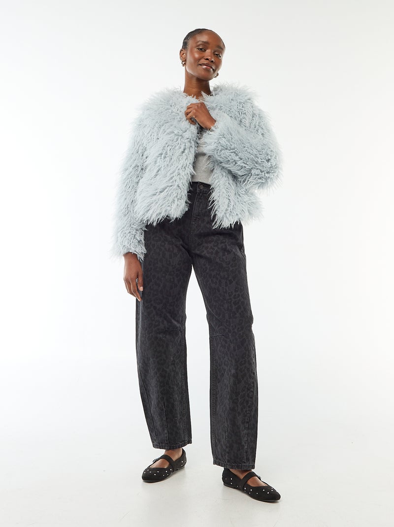 Veste en fausse fourrure Bleu - Kiabi