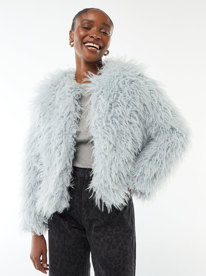 Veste en fausse fourrure Bleu - Kiabi