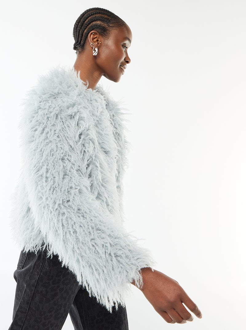 Veste en fausse fourrure Bleu - Kiabi