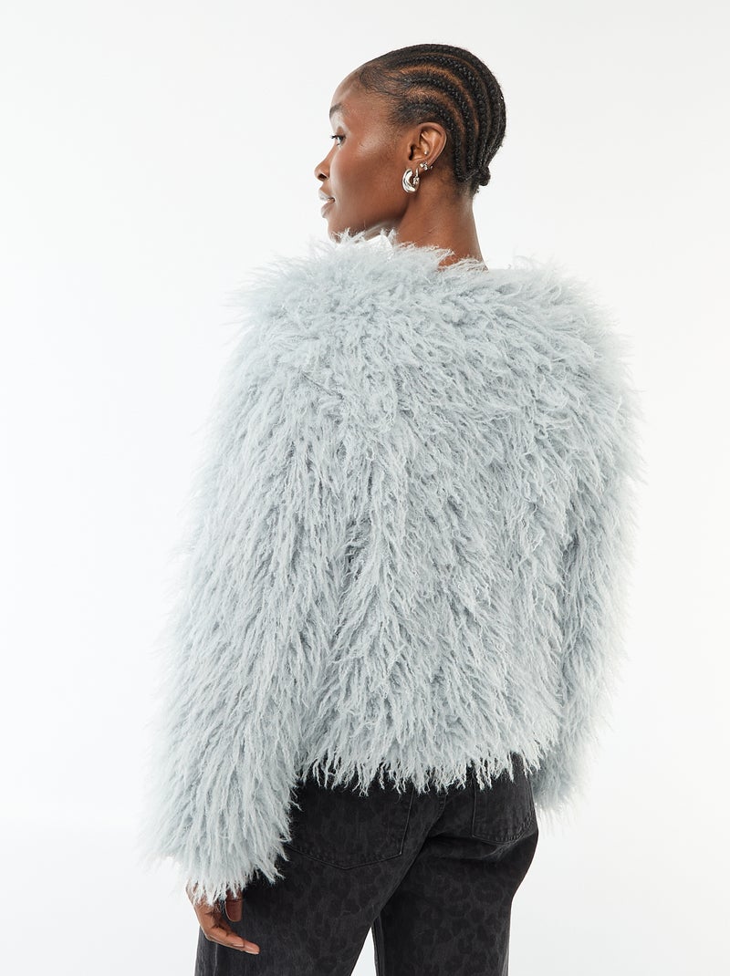 Gilet capuche en fourrure bleue, Sélection Cesare Nori - 01074L Bleu