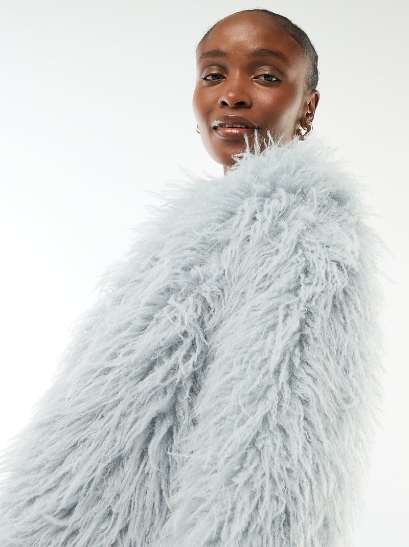Veste en fausse fourrure Bleu - Kiabi
