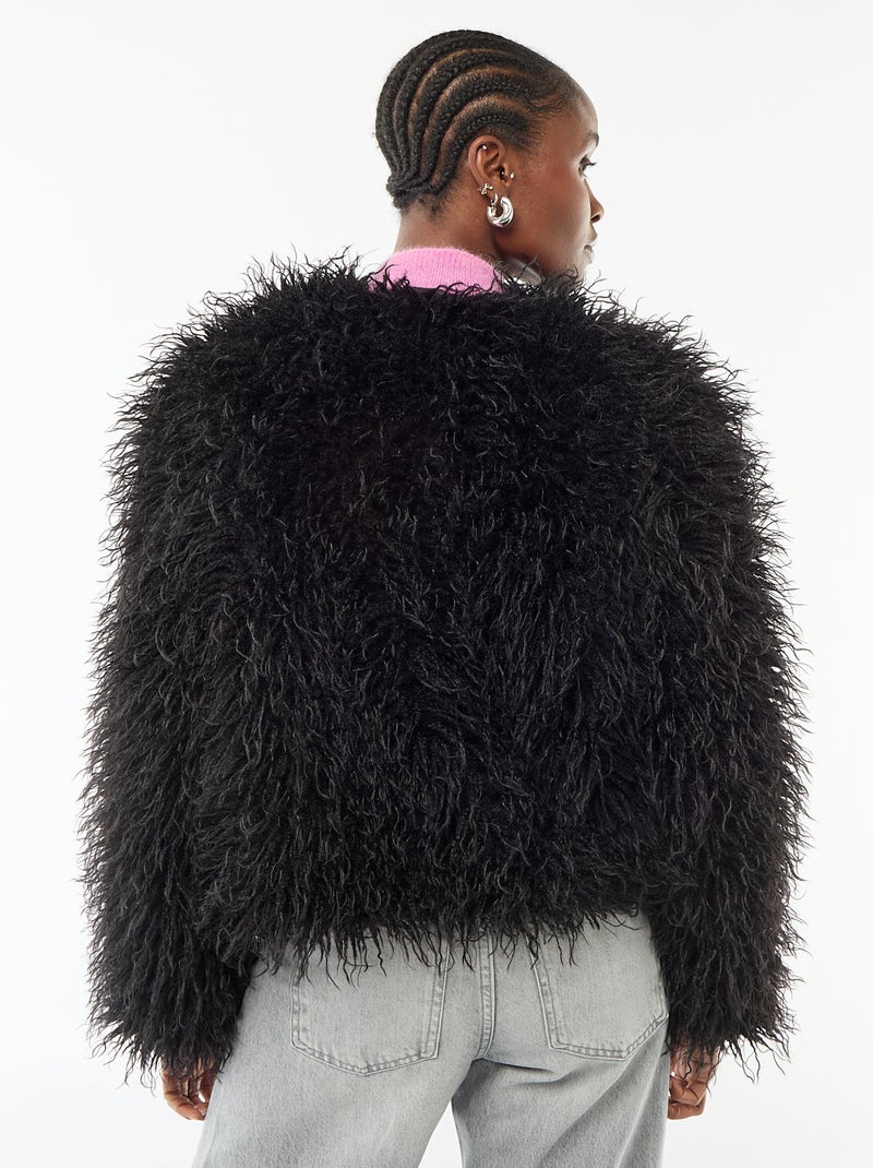 Veste en fausse fourrure Noir - Kiabi