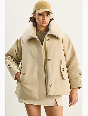 Veste en fausse fourrure zippée avec col montant lucci