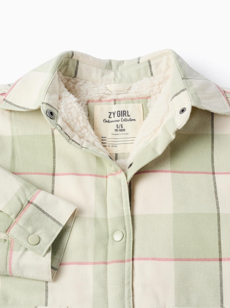 Veste en flanelle avec intérieur en sherpa Vert clair - Kiabi