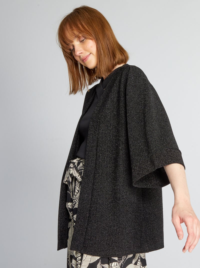 Veste en forme kimono noir - Kiabi
