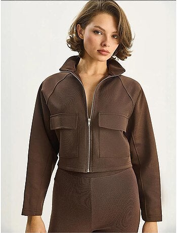 Veste en gabardine avec col chemise et poches lucci