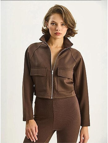 Veste en gabardine avec col chemise et poches lucci