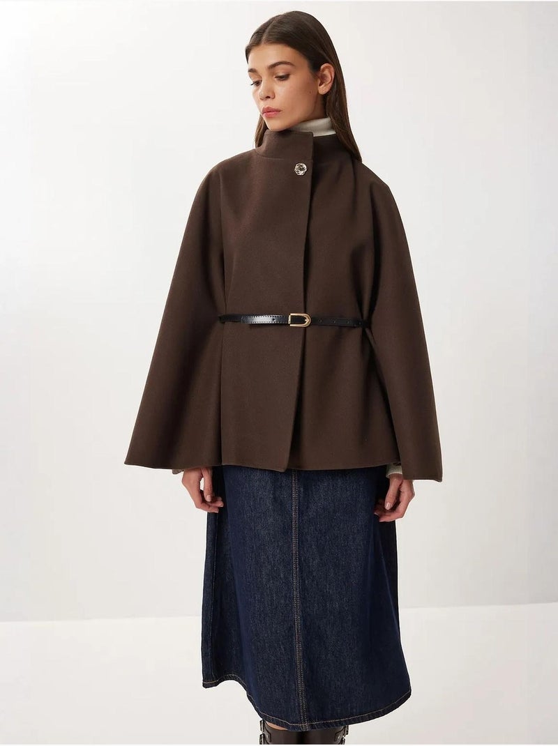 Veste en gabardine texturée avec fermeture à boutons istanbul Marron chocolat - Kiabi