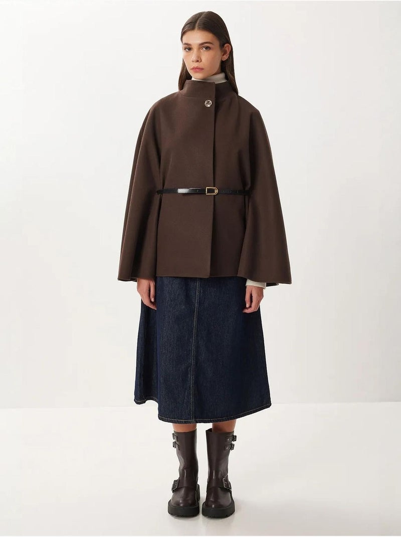 Veste en gabardine texturée avec fermeture à boutons istanbul Marron chocolat - Kiabi