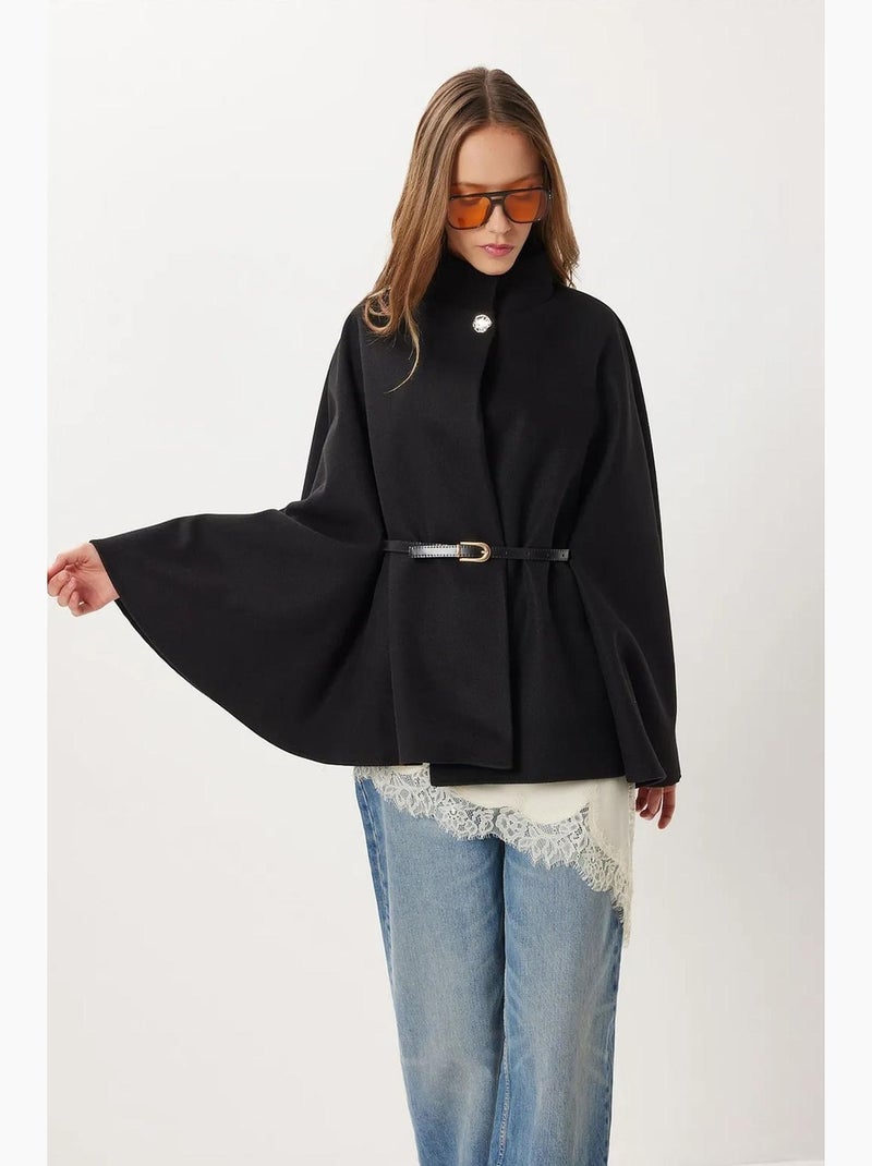Veste en gabardine texturée avec fermeture à boutons istanbul Noir - Kiabi