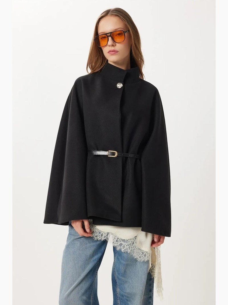 Veste en gabardine texturée avec fermeture à boutons istanbul Noir - Kiabi